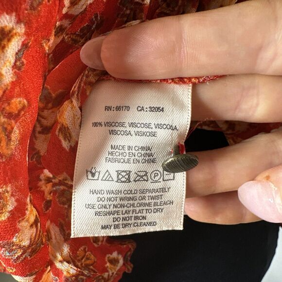 Anthropologie Meadow Rue Floral Blouse Size 8 Multicolor Ruffle Sleeve Flutter - Picture 8 of 11